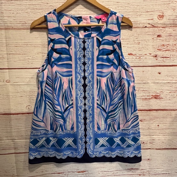 Lilly Pulitzer Iona Sleeveless Top in Pink Tropics Tint Heat Wave Sz M - Picture 6 of 12